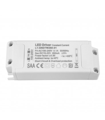 Driver LED non dimmable pour encastrable - 7W - 260mA