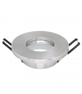 Collerette support d'encastrement GU10 / MR16 Étanche IP65 - Rond - Aluminium brossé