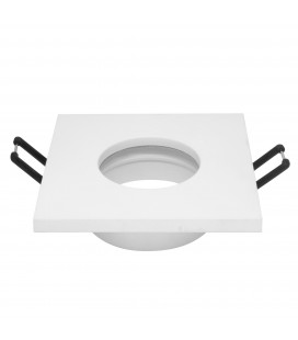 Collerette support d'encastrement GU10 / MR16 Étanche IP65 - Carré - Blanc mat