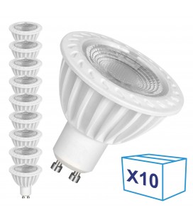 Pack de 10 Ampoules LED GU10 - 5W - Ecolife Ligthing® - Blanc Chaud