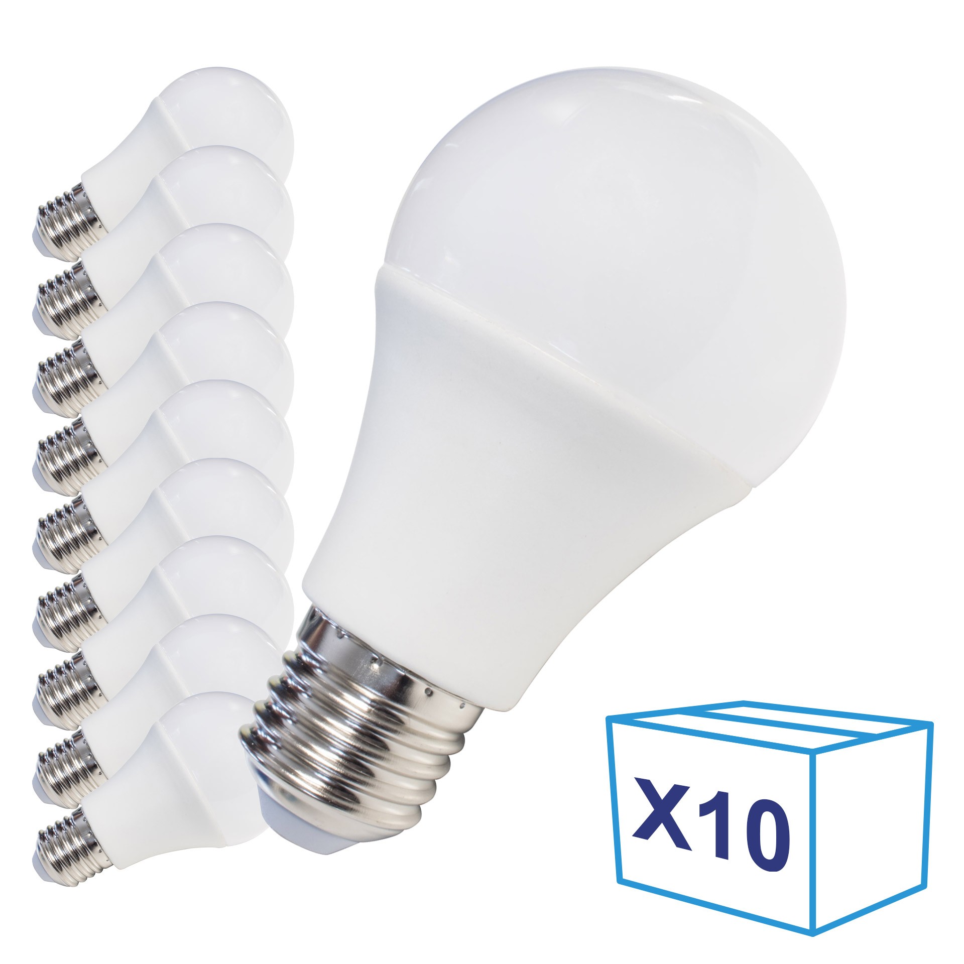 Pack de 10 Ampoules LED E27 - 8W - Blanc Neutre - Decoreno