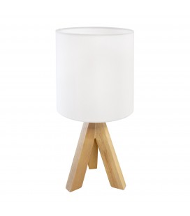 Lampe à poser Orion - Bois - Abat-jour blanc - Culot E14 - DeliTech®