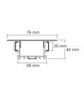 Profilé LED Direct/Indirect - Série T76 - 1,5 mètre - Aluminium - Diffuseur opaque