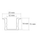 Profilé LED - Série T15 - 1,5 mètre - Diffuseur opaque