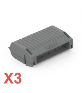 Lot de 3 WAGO Gelbox série 221 pour conducteurs - Dérivation avec gel - 2x73 - Borne 4 mm² max. - Taille 3 - Gris