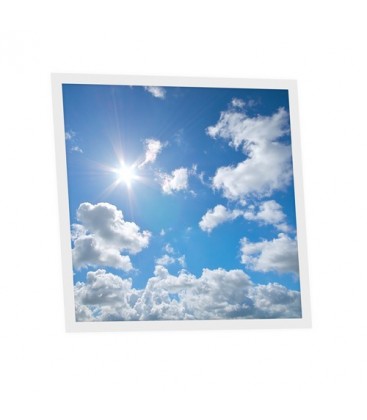 Pack de 1 dalle LED imprimée - Nuages soleil - 600x600mm - Fabriqué en France (alimentation non fournie)