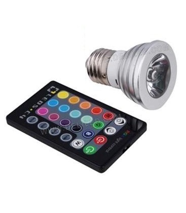Ampoule LED E27 - 4W - HP Bridgelux - PAR16 - RGB (IR)