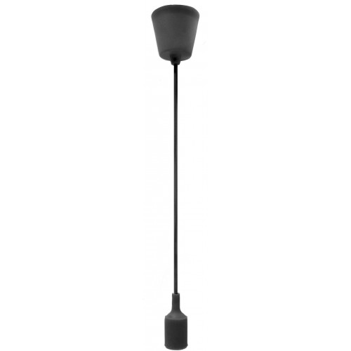 SUSPENSION DOUILLE E27 ET PAVILLON SILICONE NOIR + CÂBLE TEXTILE NOIR